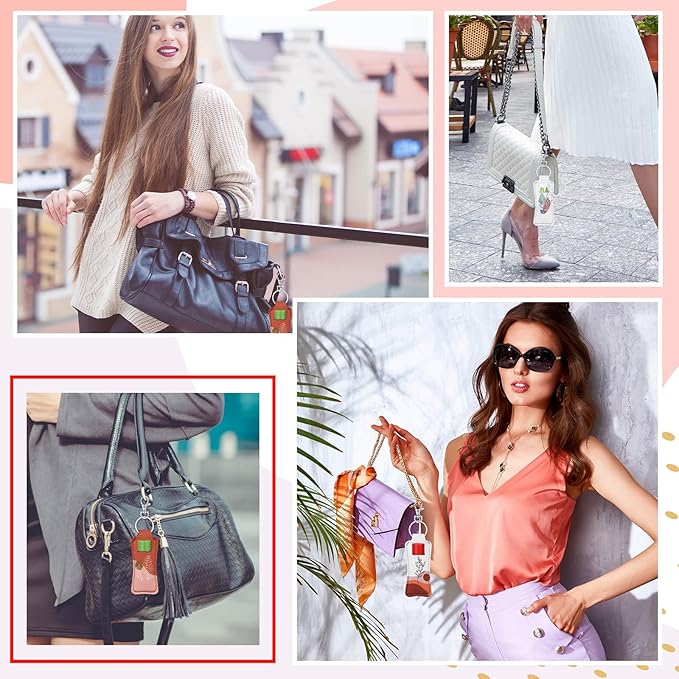 6 Pcs Boho Lip Balm Sleeve Keychain Lipstick Holder Key Chain with Portable Clip Lip Gloss Pouch Keychain for Women Graduation Travel Accessory Stocking Stuffers Gifts-BrightBean Baby