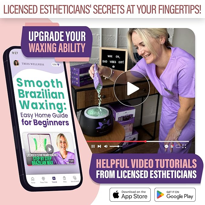 Tress Wellness Waxing Kit for Sensitive Skin – Safe for Face & Skin, Prep & Aftercare Spray, Easy to Use – At-Home Kit for Face, Bikini, Brazilian & Full Body - Pink, No Display-BrightBean Baby