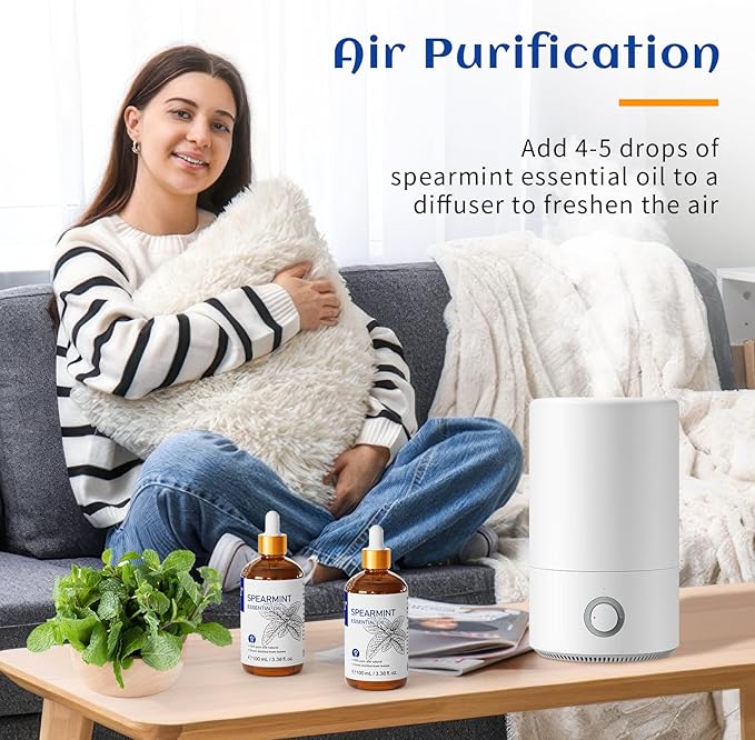 HIQILI 100ML Spearmint Oil for Skin Care, Facial, Can be Added to Lotions, Creams -100% Pure Natural Treatment Grade - 3.38 Fl Oz-BrightBean Baby