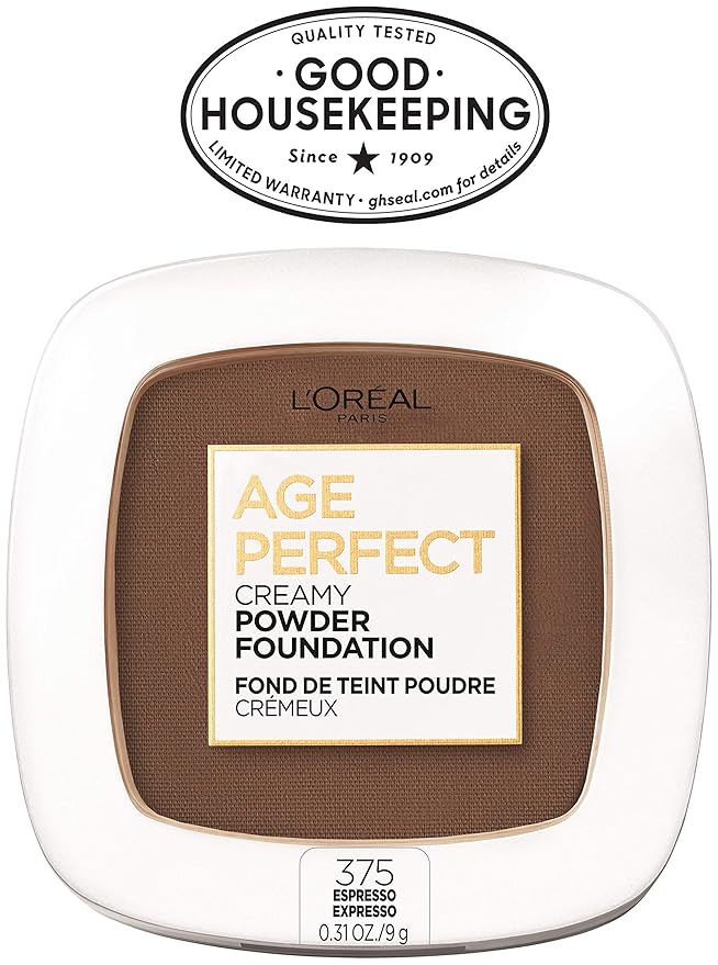 L'Oreal Paris Age Perfect Creamy Powder Foundation Compact, 375 Espresso, 0.31 Ounce-BrightBean Baby
