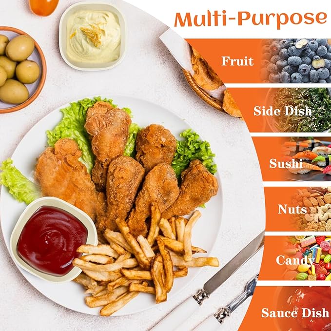 Homienly Soy Sauce Dishes,Wheat Straw Small Bowls Set of 6-4.5 OZ Small Dessert Bowls,Unbreakable Dipping Bowls,Dipping Sauce Cups,Mini Prep Bowls, Dip Bowls for Side Dish - Beige