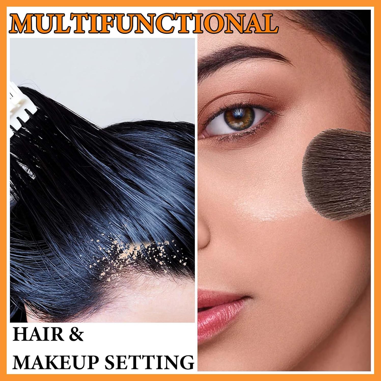 Sunscreen Setting Powder,Warm Change Foundation,Brush Setting Makeup SPF 50 PA++ for All Skin,Moisturizing Loose Face Powder with Sunscreen Brush-BrightBean Baby