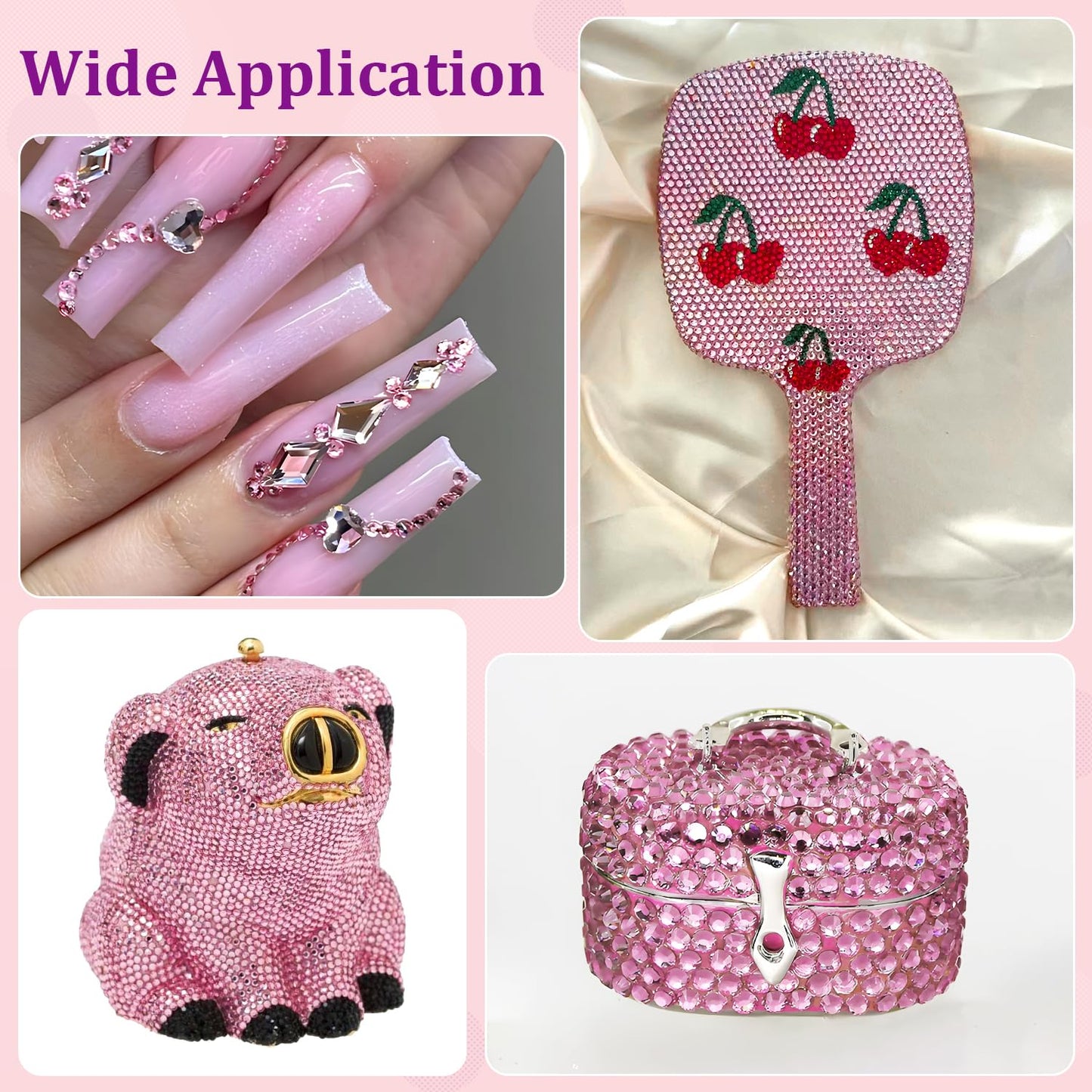 25000Pcs Resin Rhinestones with Tweezers for Crafting, Dark Pink 2-6mm Mixed Sizes Non Hotfix Flatback Gems, Bedazzling Crystal for DIY Craft Clothing Mugs Tumblers Shoes Fabric Decor Nail Art-BrightBean Baby