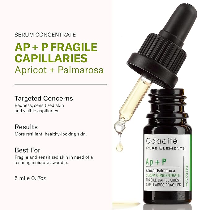 Odacité Anti Aging Serum Concentrate with Apricot and Palmarosa - For Fragile Capillaries - Ultra-Soothing Facial Serum for Fragile Skin, Redness & Healthy Looking Skin - 0.17 Fl. Oz-BrightBean Baby