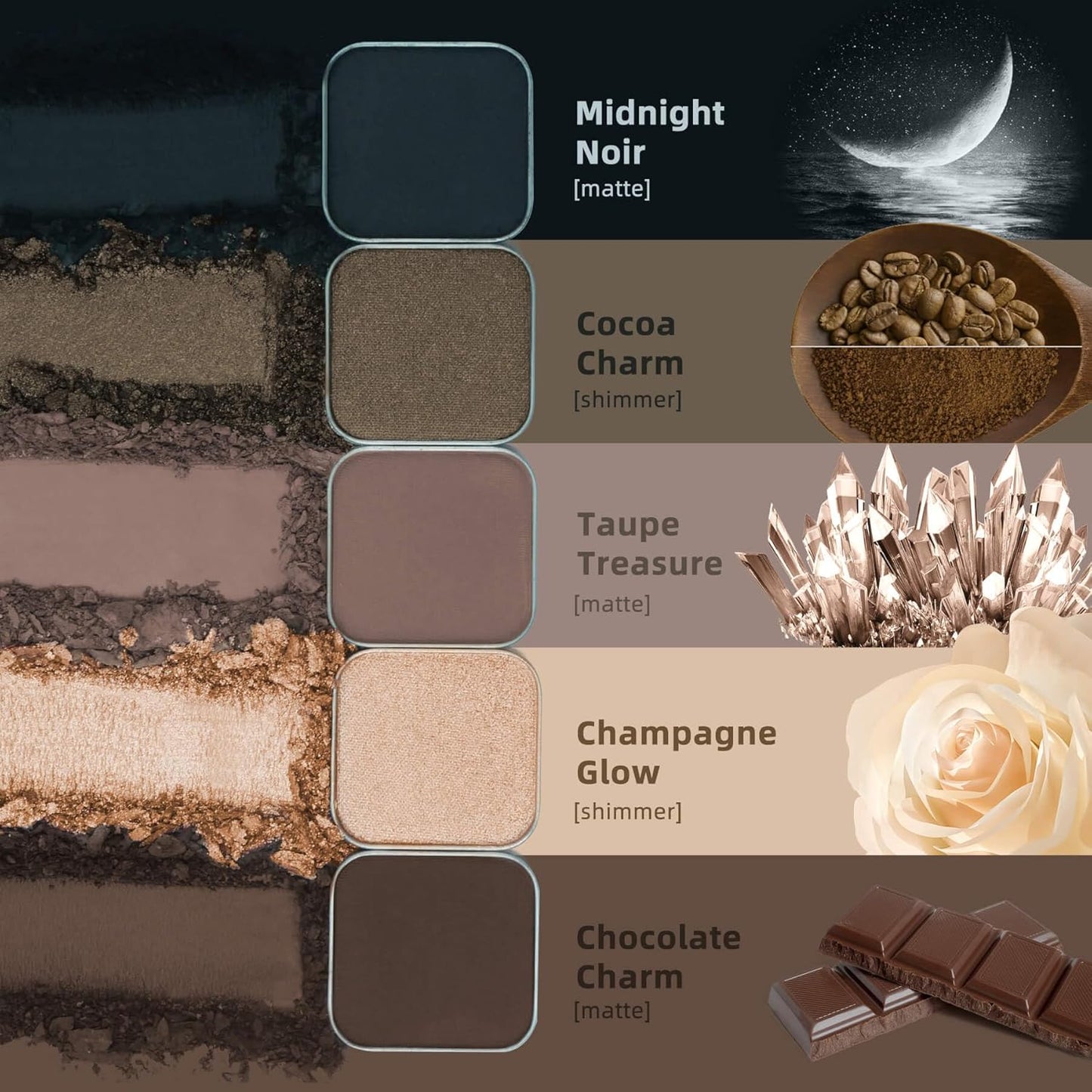 Magnetic Single Shimmer Champagne Eyeshadow with Metal Pan, Pressed Powder Eyeshadow Refill Pan, Pastel Highlight Shadow for Empty Magnetic Palette (Champagne Glow)-BrightBean Baby