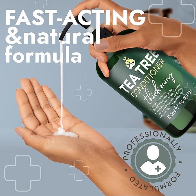 Tea Tree Shampoo & Conditioner Set | Thinning Hair Loss Treatments for Men and Women | Soothes Itchy Scalp & Dandruff | Boosts Hair Growth & Reduces Hair Loss | Sulfate & Paraben Free-BrightBean Baby
