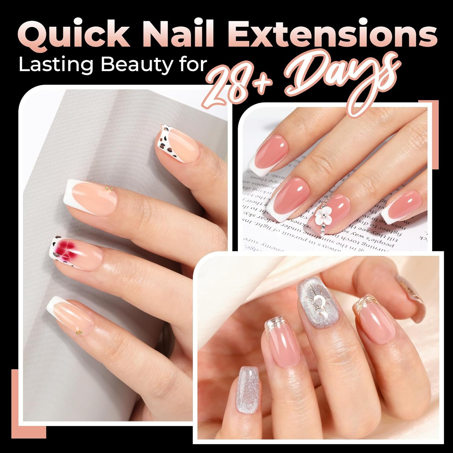 UNA GELLA Short Square Gel Nail Tips: 312pcs Square Fake Nails Pre-File Soft Gel Nails Tips for Full Cover Acrylic Nails False Nails12 Sizes Press on Nails for Nail Extensions Home DIY Salon-BrightBean Baby