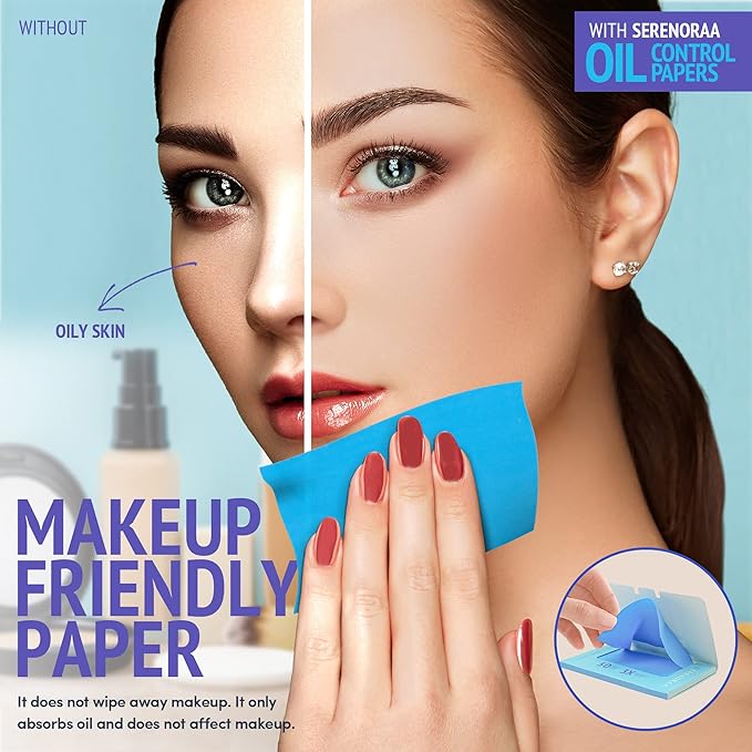 Oil Blotting Sheets for Face - Portable 1x50 Blue Oil Wipes Sheets for Face - Japanese High Performance Technology Makeup Blotting Paper -Grain Free Softer Oil Pads Absorbing Face Oil Tissues for Face-BrightBean Baby