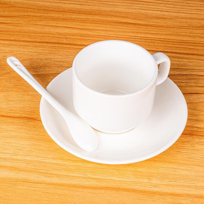 White Long Handle Porcelain Spoons Coffee, Tea, Yogurt and Ice-cream, Cutlery Fitting Ceramic Spoons 5.9 Inch Set of 10 (10, 5.9 inch)