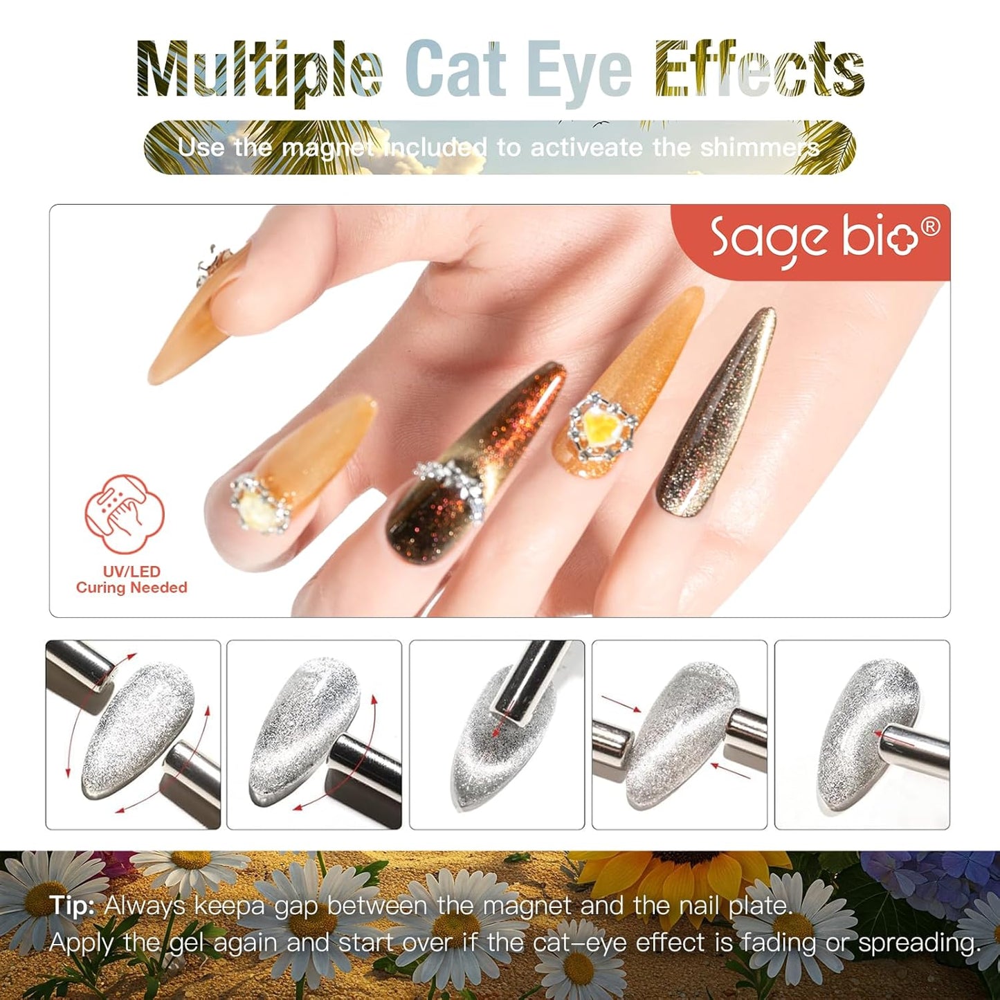 Cat Eye Gel Nail Polish, 15ml Magnetic Gel, High-Gloss Finish, Long-Lasting, DIY Manicure Kit with Magnet Stick, Stunning 3D Magnetic Effect, 06-BrightBean Baby