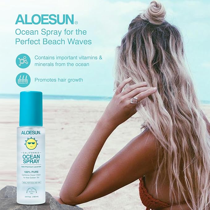 Ocean Spray | Pure California Sea Salt Water Face Mist Infused with Organic Lavender Essential Oil for Tanning | Hair & Scalp Exfoliating Solution | Facial Moisturizer | Travel Size 3.4 Fl Oz-BrightBean Baby