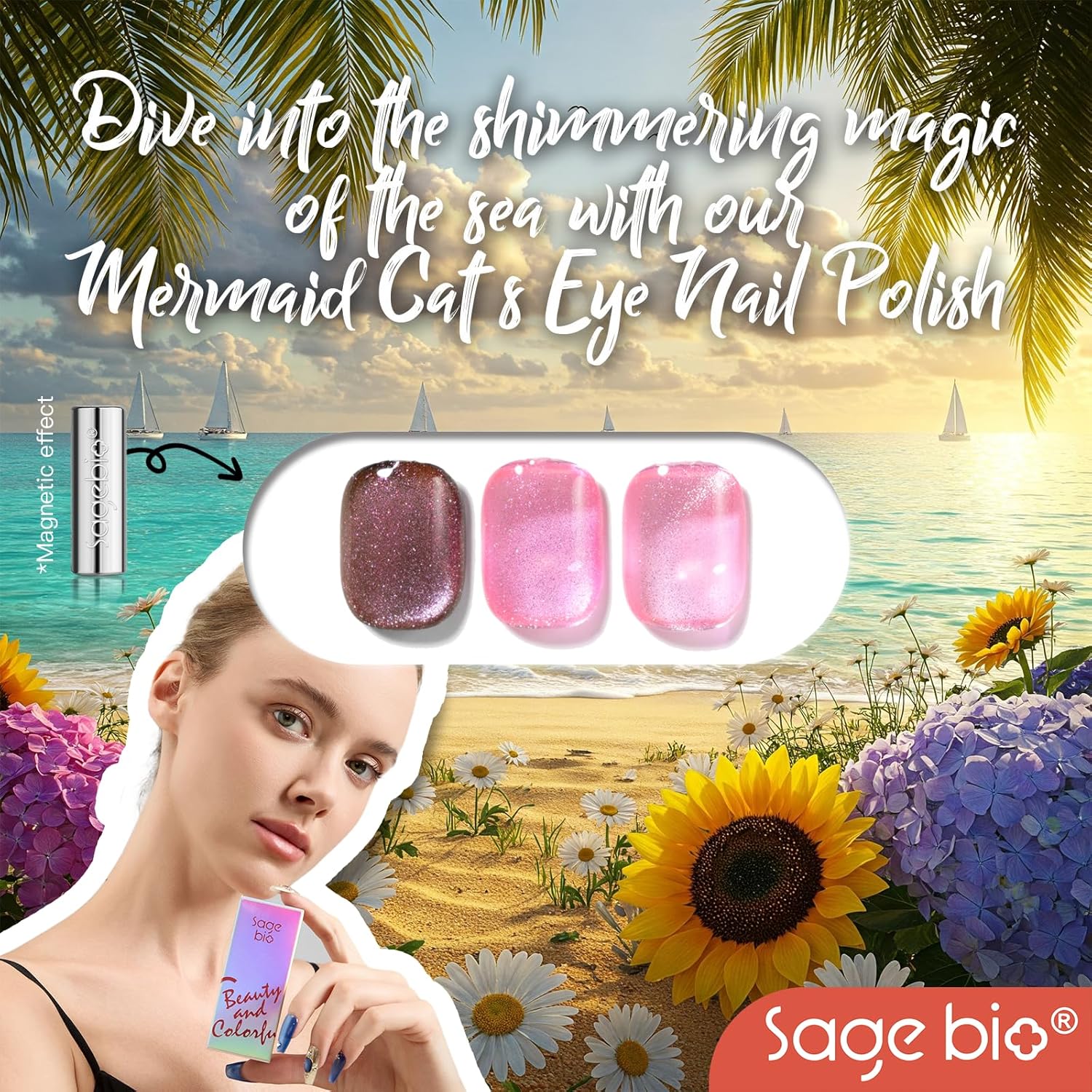 Cat Eye Gel Nail Polish, 15ml Magnetic Gel, High-Gloss Finish, Long-Lasting, DIY Manicure Kit with Magnet Stick, Stunning 3D Magnetic Effect, 02-BrightBean Baby