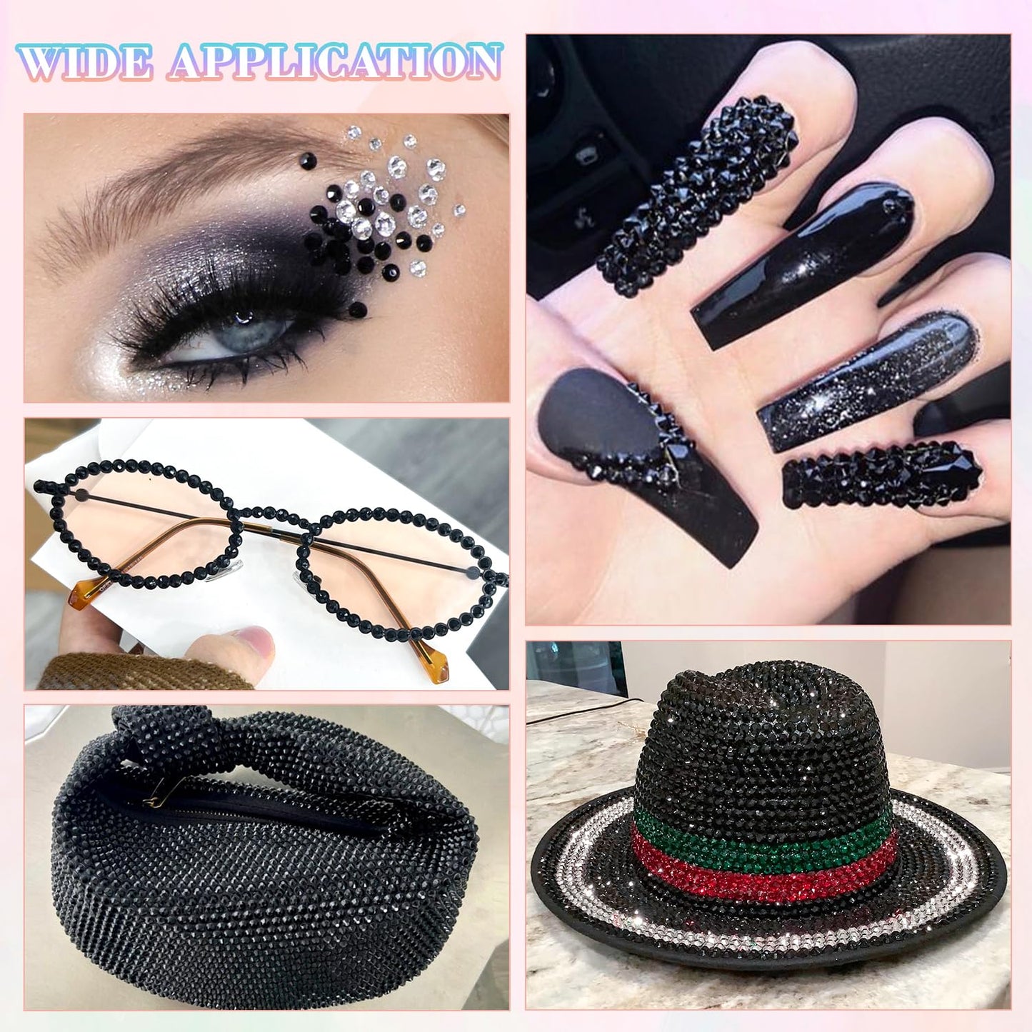 30000Pcs Resin Black Rhinestones for Bedazzling Crafting with b7000 Jewelry Glue, Bulk Flatback Gems Bedazzler Kit for Crafts Clothes Shoes Fabric Nail Diamond Art, Assorted Size 2/3/4/5/6mm-BrightBean Baby