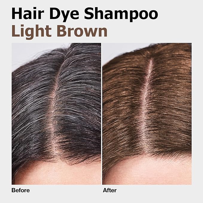 Hair Dye Shampoo, Gray Hair Coverage Dye Shampoo, Hair Color Shampoo for All Hair Types, Champu Para Canas, Suitable for Home and Salon (Light Brown)-BrightBean Baby