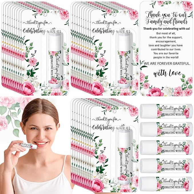 30 Pack Thank You Gift Lip Balm Bulk Bridal Shower Favors Bridal Shower Favor Lip Care Set Bachelorette Party Favors Baby Shower Favor Thank You Appreciation Gift for Guest Basket Gift Stuffer-BrightBean Baby