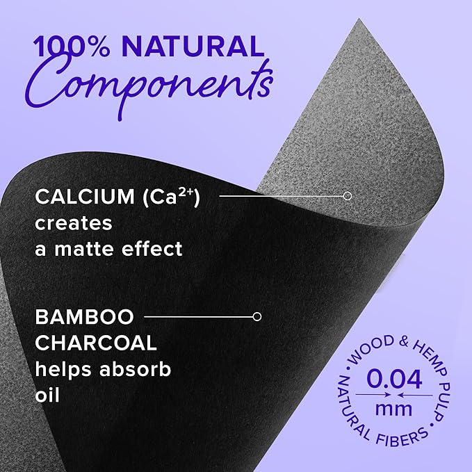 MAREE Oil Blotting Sheets for Face (100 Sheets) - Mineral Blotting Papers For Face with Bamboo Charcoal - Maximum Absorption & Shine Control - Makeup-Friendly Wipes for Oily Skin-BrightBean Baby