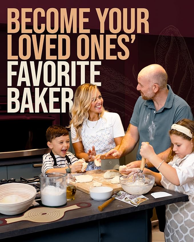 Superbaking Banneton Bread Proofing Basket Set with Silicone Dough Sling, 9" Splinter-Free Proofing Basket, Non-Stick Dutch Oven Liner, Sourdough Starter Kit, Sourdough Bread Baking Supplies & Tools