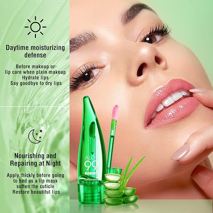 Lip Balm, 3PCS Aloe Vera Long Lasting Nutritious Lip Oil, Color Changing Tinted Lip Balm Set, Natural Plumping Hydrating, Easy Brush Application, Cute Portable Design, Unisex-BrightBean Baby