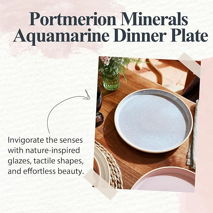 Portmeirion Minerals 10.5" Dinner Plate, Moonstone (Set of 4) - Contemporary Stoneware Platter, Stylish for Dining, Microwave & Dishwasher Safe - Ideal for Kitchen Entertainment, Made in Portugal