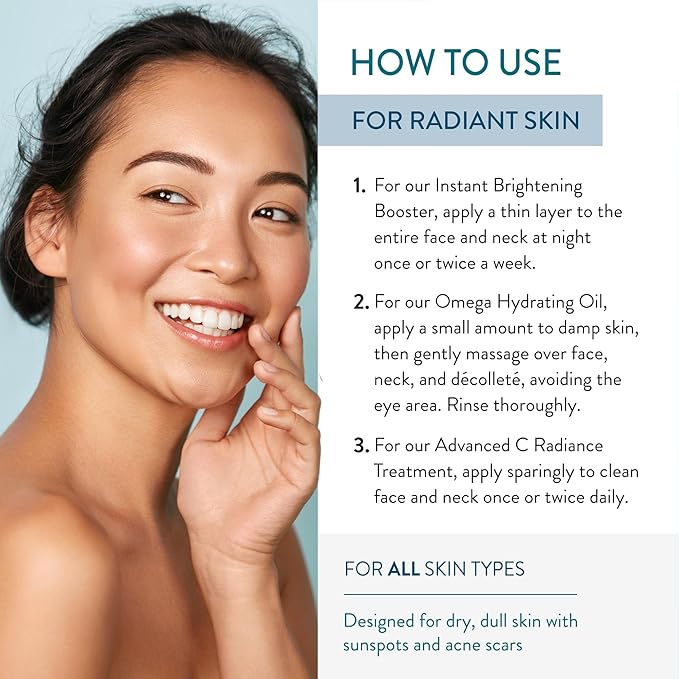 Lancer Skincare Bright & Radiant 3-Piece Set with Instant Brightening Booster, Omega Hydrating Oil, and Advanced C Radiance Treatment for Glowing Skin-BrightBean Baby