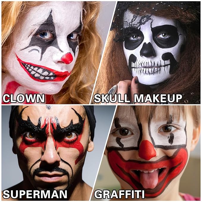 White Face Body Paint Halloween Cosplay Clown Zombie Costume Sfx Makeup Professional Oil Based Cream Face Paint Palette for Adults and Kids-BrightBean Baby