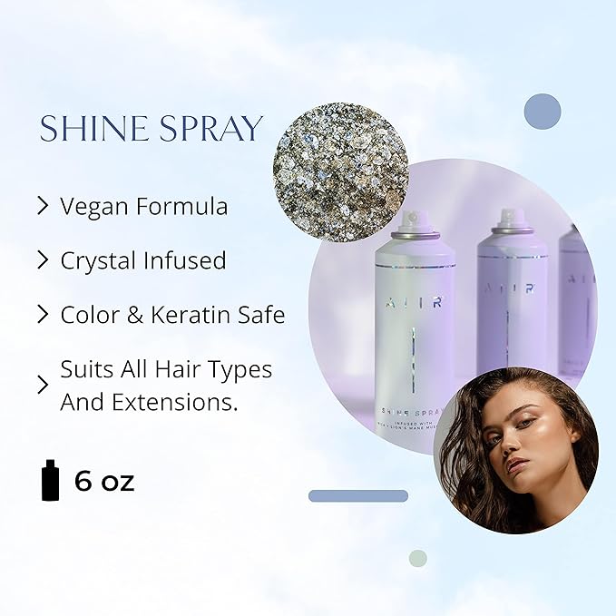 AIIR Shine Spray -Smoothing Spray for Glossy Sleek Hair, Humidity and Frizz Shield Spray, Gloss Spray, Lightweight Spray Coats and Protects Hair, Enhance Shine & Color with Reflect, 6 oz-BrightBean Baby