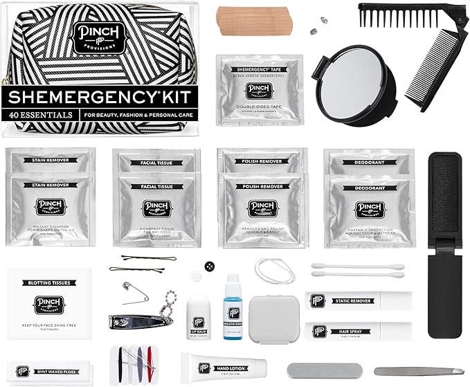 Pinch Provisions Shemergency Kit for Her, 40 Emergency Essential Items, Compact, Multi-Functional Pouch, Gift for Women, Birthday, Bachelorette Parties, and More!-BrightBean Baby