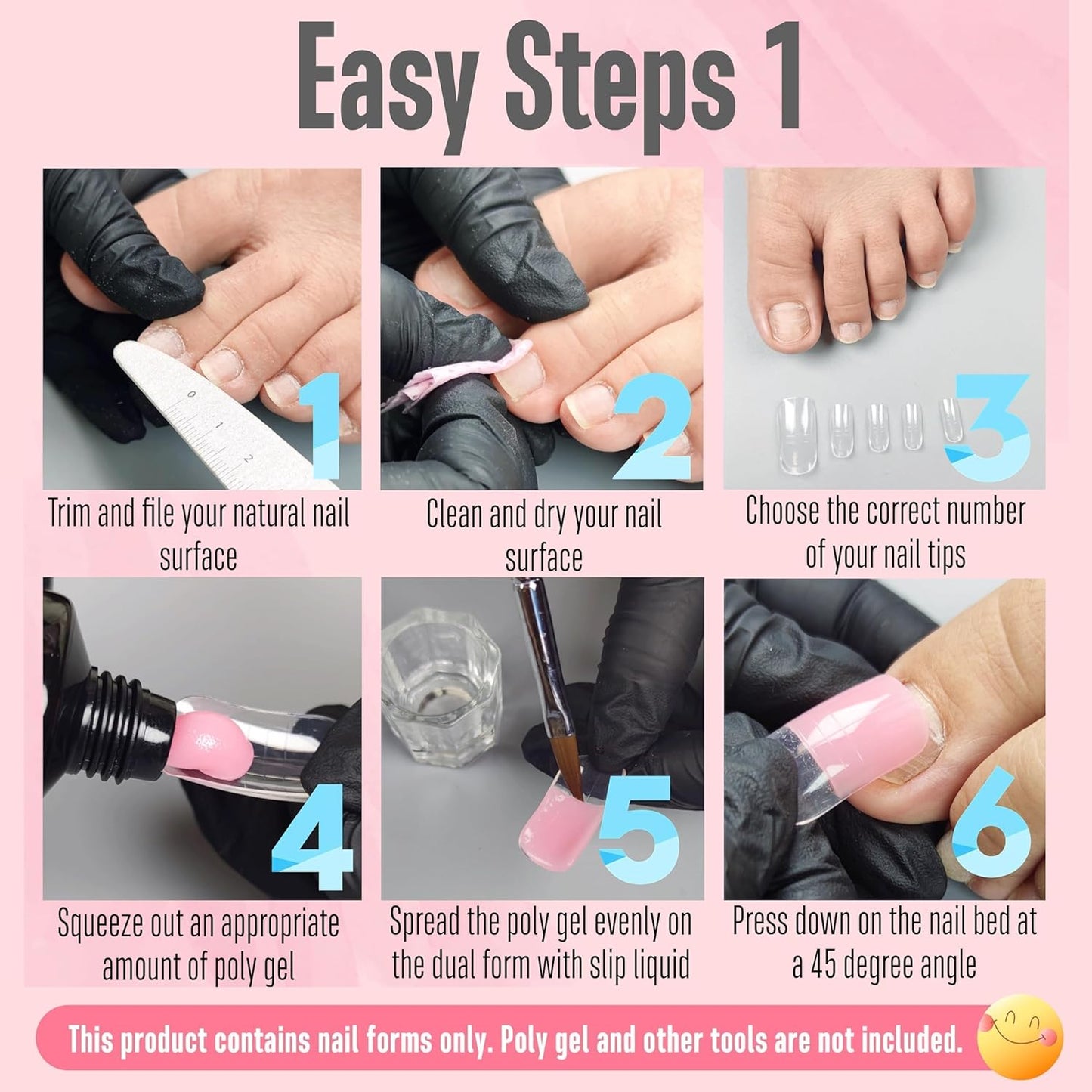 300 Pcs Toe Dual Nail Forms for Poly Gel Toenail Extension, Reusable Full Cover Molds for French Tip Acrylic Toenails, Nail Art Design Molds for Pedicure, for Salon & DIY at Home 15 sizes-BrightBean Baby