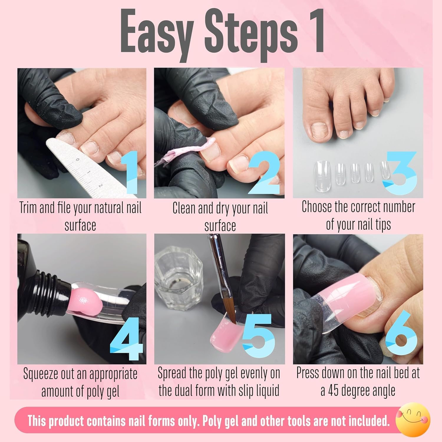 300 Pcs Toe Dual Nail Forms for Poly Gel Toenail Extension, Reusable Full Cover Molds for French Tip Acrylic Toenails, Nail Art Design Molds for Pedicure, for Salon & DIY at Home 15 sizes-BrightBean Baby