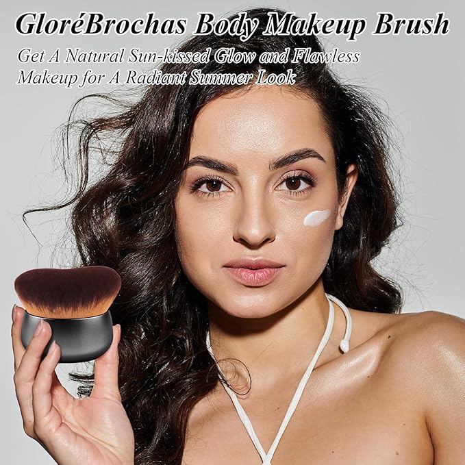 75MM Extra Large Self Tanner Kabuki Makeup Brush – Ultra Soft Dense Vegan Bristles for Body Makeup, Bronzer & Foundation–Applies Tanning Mousse, Lotion & Self Tanner–Black, Wet & Dry-BrightBean Baby
