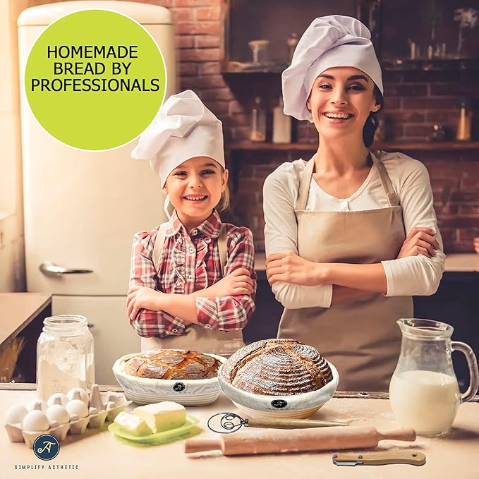 Premium Banneton Bread Proofing Basket - A Complete Sourdough Bread Baking Kit - Bread Baking Supplies - Sourdough Starter Jar Kit