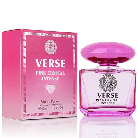 Verse Pink Crystal Intense for Women 3.4 fl Oz - Fruity & Floral Scents of Raspberry, Peony, Magnolia & Lotus Flowers - Base Notes of Amber, Vibrant Musk & Deep Mahogany Wood - Elegant 100ml Bottle-BrightBean Baby