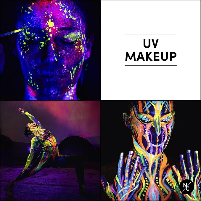UV 12-Color Palette - Water-Activated Neon Glow Makeup for Face & Body - Fluorescent Shades for SFX, Party Makeup, Cosplay & Theatrical Performances-BrightBean Baby