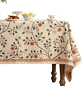 ISAENNE Designer Floral Table Cloth Rectangle,French Linen Light Beige Indoor Tablecloth,Fall Wrinkle Resistant Decor Tablecloths for Dining Thanksgiving Kitchen Party,55"*87"-Flora A
