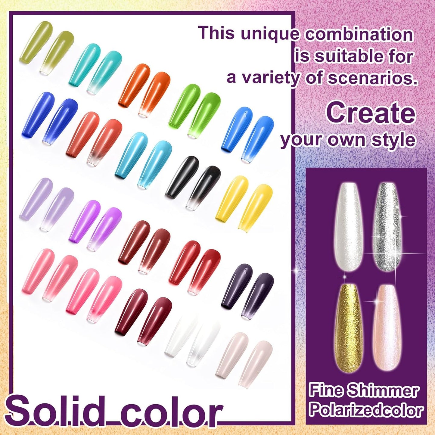 Gradient Painting Gel, 12 Gliter Colors Ombre Gel Nail Polish for Pigment Pat Silver&Gold Aura Nails, French Manicure DIY Nail Art Long-lasting No-wipe Palette26-BrightBean Baby