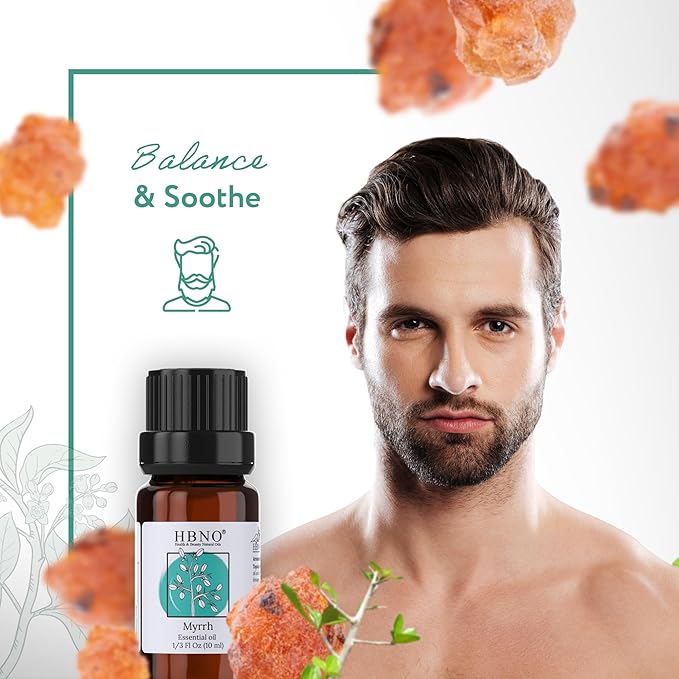 HBNO Myrrh Essential Oil - 1/3 oz (10 ml) Travel Size - Natural Myrrh Oil - Perfect for Cleaning, Aromatherapy, DIY, Soap and Diffuser - Myrrh Essential Oils-BrightBean Baby