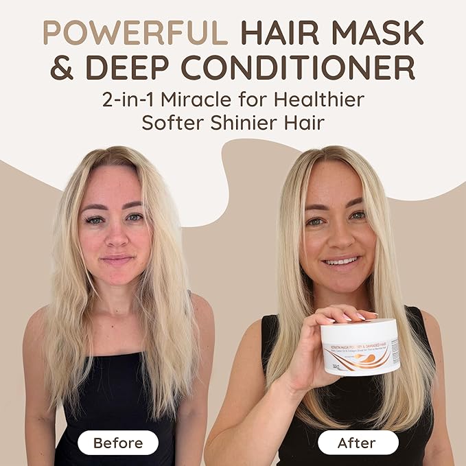 VITAMINS hair cosmetics Keratin Hair Mask - Deep Repair Conditioner with Biotin & Castor Oil - For Damaged, Dry, Curly, Straight, Thin & Fine Hair - Intense Collagen Protein Treatment-BrightBean Baby