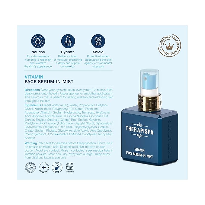Face Serum-In-Mist – Glow-Boosting Face Mist & Spray Serum with Niacinamide, Panthenol & Hyaluronic Acid for Smoothing & Hydrating Skin (Vitamin, 2.0 fl oz)-BrightBean Baby