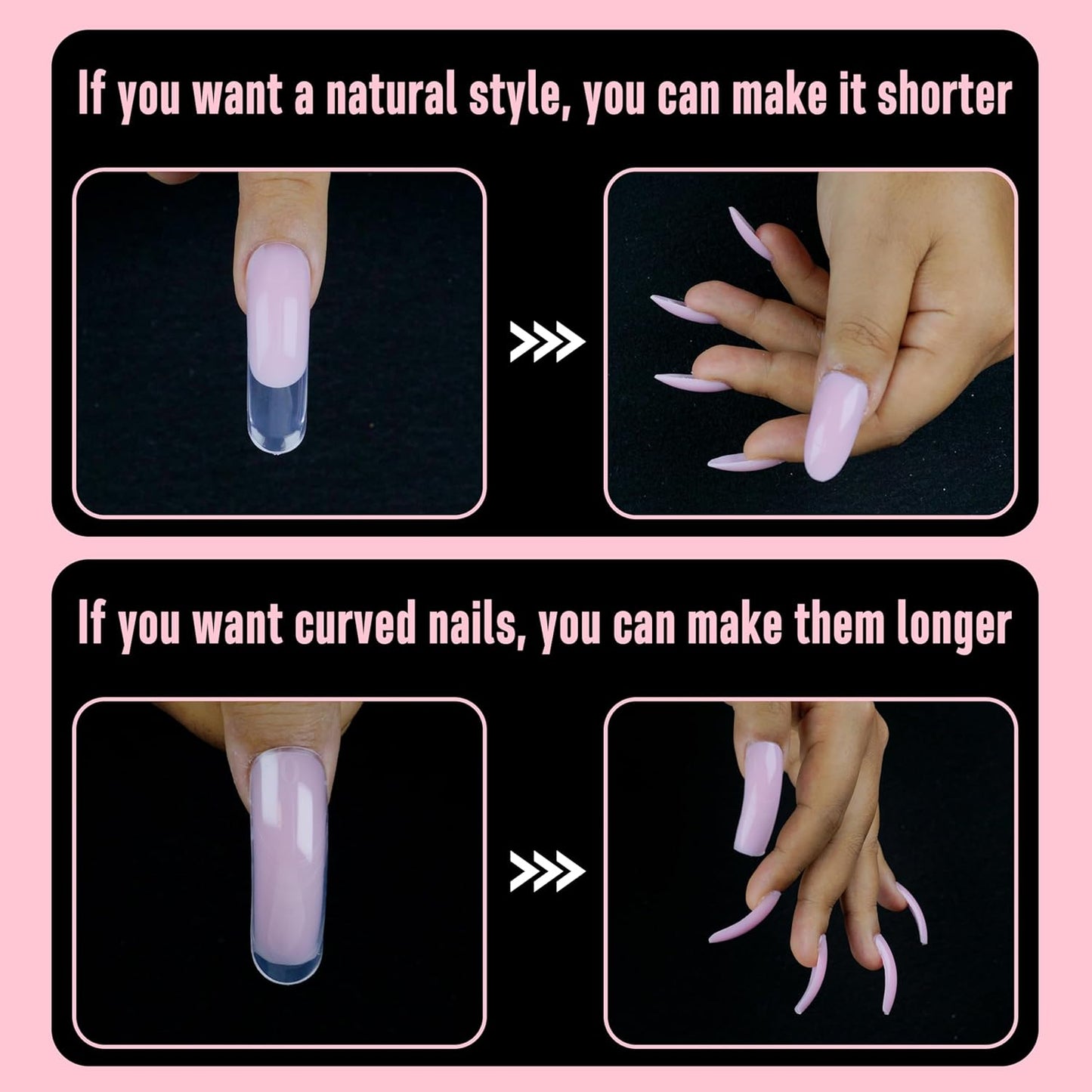 Helloween Curved Square Nail Dual Forms for Poly Gel Extension with Guiding Line Inside, M L XL Reusable Full Cover Acrylic/Builder/Hard Gel Polygel Molds for Salon DIY x 15 sizes 150 Pcs-BrightBean Baby