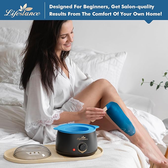 Lifestance Complete Home Waxing Kit, L1 Hard Wax Warmer for Hair Removal, Brazilian Bikini Wax Kit for Women Men, 59 Items, No-Mess Silicone Liner, Wax Heater, Hot Wax Pot for Body Leg Face Eyebrow-BrightBean Baby