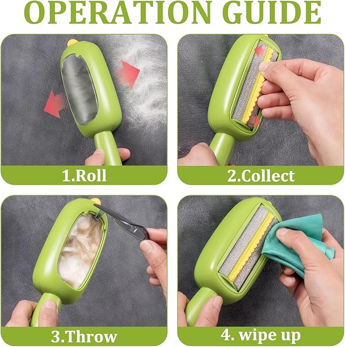 Reusable Lint Roller, Portable Lint Brush, Pet Hair Remover, Super Sticky and Washable, for Clothes, Furniture, Dog & Cat Hair(Green)-BrightBean Baby