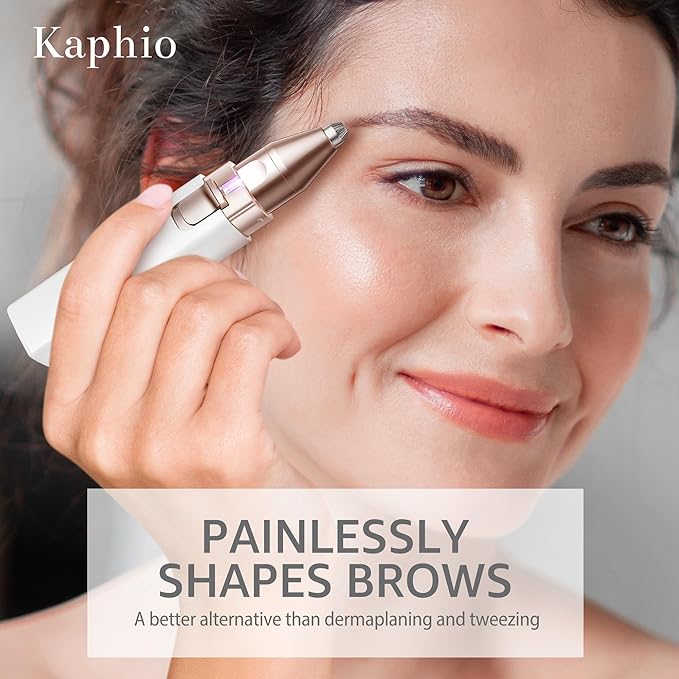 Facial Hair Removal for Women: 2 in 1 Electric Hair Removal Device for Chin Upper Lip Peach Fuzz & Rechargeable Eyebrow Trimmer for Shape Brows with Light (Blue)-BrightBean Baby