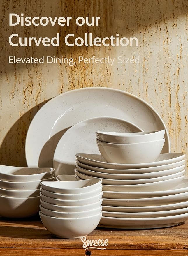 Sweese Porcelain Dinner Plates 11 Inch Set of 6 - Scratch Resistant, Microwave Oven Safe Plates in Grey