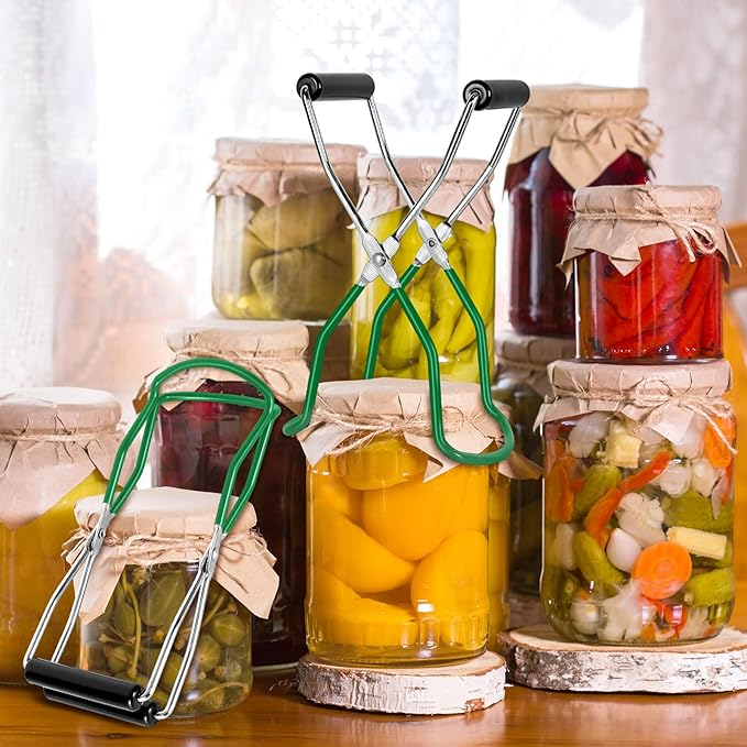 Canning Jar Lifter, Canning Tongs, Stainless Steel Jar Lifter with Rubber Grip Handle for Home Kitchen, Darkgreen