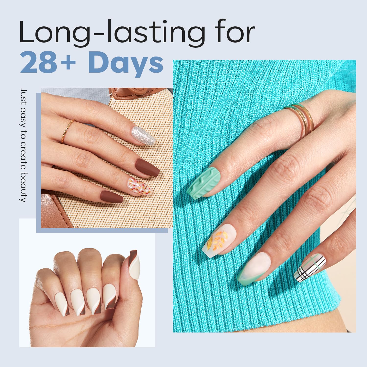 modelones Short Coffin Nail Tips, Pre-shaped Soft Gel Tips Fake Nails False Acrylic Clear Full Cover Press on Extension Kit Gel Manicure DIY at Home 216PCS 12Sizes-BrightBean Baby