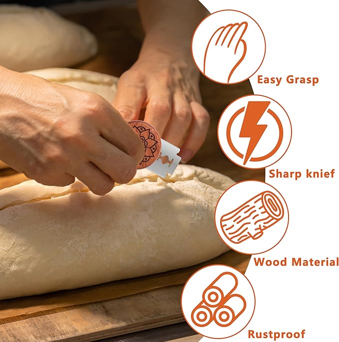 UFO Bread Lame Cutter for Homemade Sourdough,Bread Scorer Tool for Sourdough with 5 Blades and Storage Cover,Slashing Tool Bread Cutting Knife for Artisan Bread and Makers (Lotus-red)
