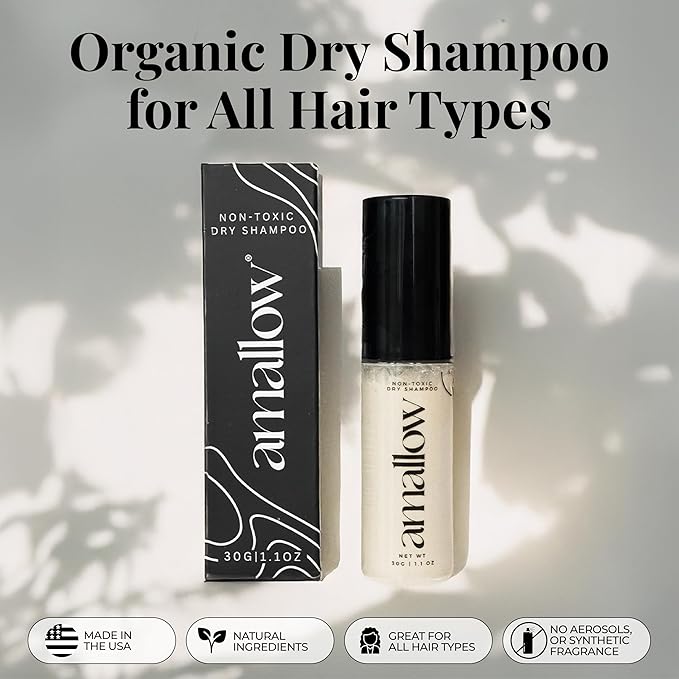 Amallow - Non Toxic Dry Shampoo Powder – With Organic Ingredients - Arrowroot, Bentonite Clay, Aloe Vera, & Essential Oils – No Talc, No Aerosol - Men & Women - Great For Travel-BrightBean Baby