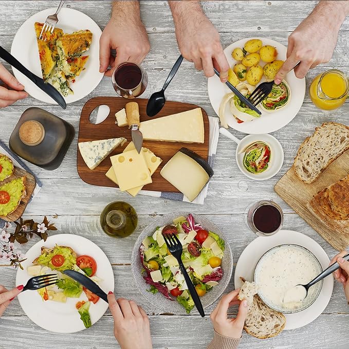 300 Count Compostable Forks, Non Plastic Forks, Black Disposable Forks, Heavy Duty Plastic Silverware, Eco Friendly Compostable Utensils for Party Wedding Picnic