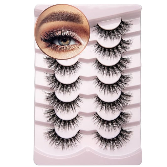 Onlyall Lashes Mink False Eyelashes Natural Wispy Lashes Soft Faux Mink Lashes Fluffy False Lashes 16MM A04-BrightBean Baby