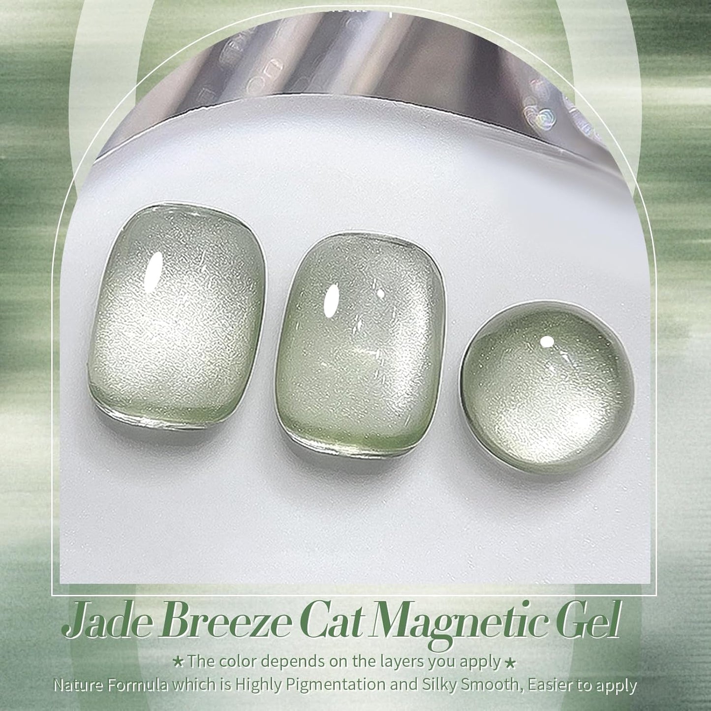 BORN PRETTY Cat Magnetic Eye Gel Nail Polish,Spring Green Jelly Glass Magnetic Gel Polish, Jade Breeze Glitter Soak Off Nail Art Salon Manicure Home Gift 15ml-BrightBean Baby